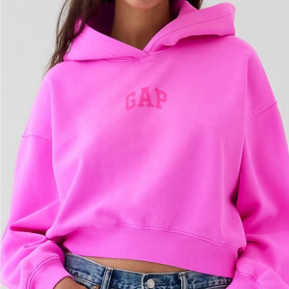 GAP Neon Pink Cropped Hoodie